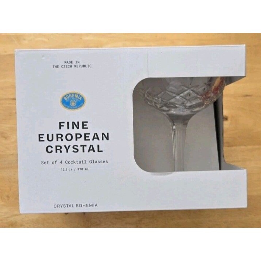 Bohemia - Fine European Crystal Cocktail Glasses - Czech Republic - 12.5oz (X4)